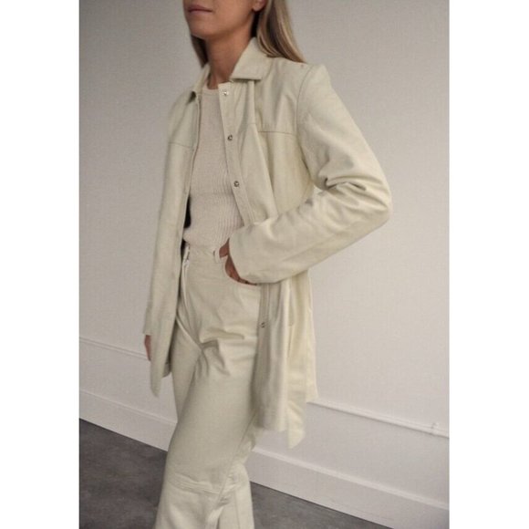 Tach Clothing Dilma Leather Pant Ivory Cream Straight Blogger - Picture 6 of 6